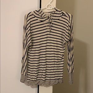 Stripped hooded top